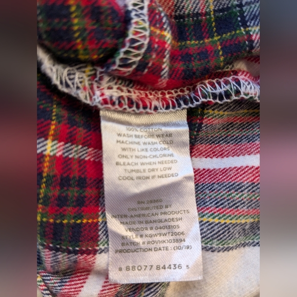 Dip Kids Flannel Cropped Plaid Top Long Sleeve Sz Med Button Front N-2 - Picture 6 of 6